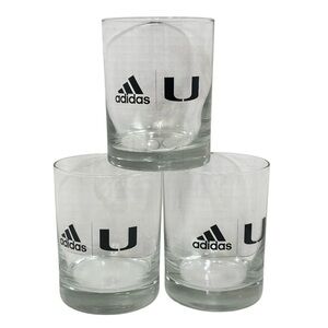 University of Miami Hurricanes UM Rocks Cocktail Glasses Barware Adidas Set of 3